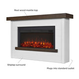 Real Flame Bernice 67" Landscape Electric Fireplace with Mantel for Living Room or Bedroom, Replaceable Fireplace Insert Heater, Realistic Log and Flame Effect, Remote Control (White) Real Flame
