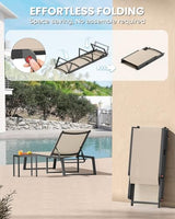 Oasbira Aluminum Chaise Lounge Chair Outdoor, Foldable & No Assembly Patio Pool Lounge Chairs 5-Position Recliner for Outside Poolside, Fully Grounded Legs Sun Lounger for Beach, Yard, Khaki