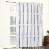 Homechoice Decor Room Divider Curtains, Boho Ruched Blackout Window Treatments with 3 Rows of Butterfly Flowers, Rustic Rod Pocket Sliding Door Curtains, 100" W x 84" L, White (LQ-30) Homechoice Decor