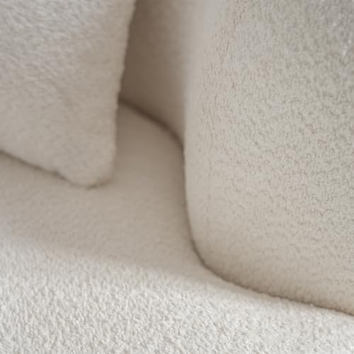 Acanva Modern Curved Sectional Living Room Couch, Minimalist Comfy Boucle Fabric Modular Sofa for Apartment, Home Office, Left Hand Facing, White Acanva