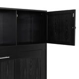 TCMILA Queen Size Horizontal Murphy Wall Bed with Storage Cabinet Built-in Door, Foldable Hidden Platform Bed, No Box Spring Needed, Space Saving, Black TCMILA