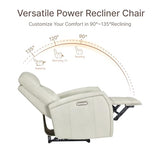 KISLOT Wall Hugger Power Recliner Chair with USB & Type-C Ports Faux Leather Recliner 135° Reclining Small Space Electric Sofa for RV Living Room Bedroom