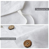 ATLINIA 100% Flax Linen Duvet Cover Set - Stone Washed Pure French Linen Organic Fabric for Farmhouse Comforter Boho Bedding Included 1 Duvet Cover 2 Pillow Shams(White, King) ATLINIA