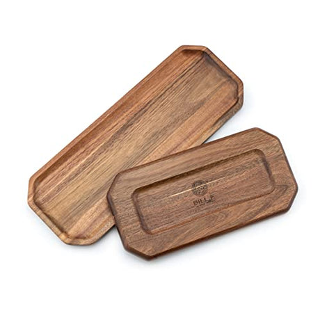 Set of 2 Solid Acacia Wood Serving Trays 16" and 12" Rectangular Wooden Serving Platters for Dessert, Food, Vegetables, Fruit, Charcuterie, Appetizer Serving Tray, Cookie Platter Cheese Board BF BILL.F SINCE 1983