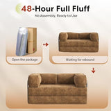 WLIVE 60'' Futon Sofa Bed, Convertible Sleeper Sofa, Folding Pull Out Couch Boneless Mattress with Fixed Frame, Corduroy, Brown WLIVE