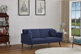 Container Furniture Direct 72" Retro Velvet Sofa Bed - Vintage Modern Convertible Futon w/Reclining Backrest - Velvet Upholstery on Solid Wood Frame (72" L x 34.6" W x 30.23" H), Dark Blue Container Furniture Direct