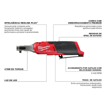 Milwaukee 2566-20 M12 FUEL Brushless Lithium-Ion 1/4 in. Cordless High Speed Ratchet (Tool Only) - WoodArtSupply