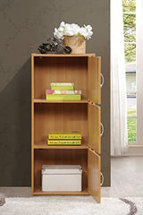 HODEDAH 3 Door Bookcase Cabinet, Beech Hodedah