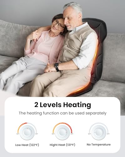 COMFIER Back Massager with Heat, Vibration Massage Seat Cushion with 8 Massage Nodes & 5 Modes, Adjustable Chair Massager Pad for Home Office, Heated Chair Pad, Gifts for Women Men Mom Dad COMFIER