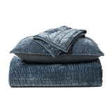 EVERGRACE Luxury Ruched Velvet Quilt Queen Size, Ultra Soft Bedspread Coverlet Set, Lightweight Velvet Comforter, Quilted Bedding Cover with 2 Matching Shams for All Season, Stormy Blue EVERGRACE
