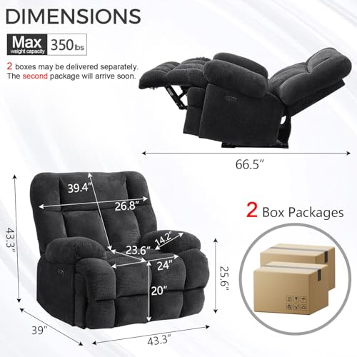 Oversized Power Zero Gravity Recliner Chairs for Adults, Electric Reclining 0 Gravity Chair for Big Man,Soft Fabric Overstuffed Single Recliners with USB Charger Port for Living Room, Grey