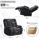 Oversized Power Zero Gravity Recliner Chairs for Adults, Electric Reclining 0 Gravity Chair for Big Man,Soft Fabric Overstuffed Single Recliners with USB Charger Port for Living Room, Grey