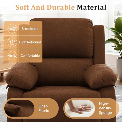 Korser Recliner Chair, 360 Swivel Rocker Chair for Adults, Small Rocking Recliner for Small Spaces, Upholstered Fabric Glider Recliner Nursery