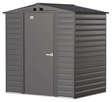 Arrow Select 6' x 5' Outdoor Lockable Steel Storage Shed Building, Charcoal Arrow