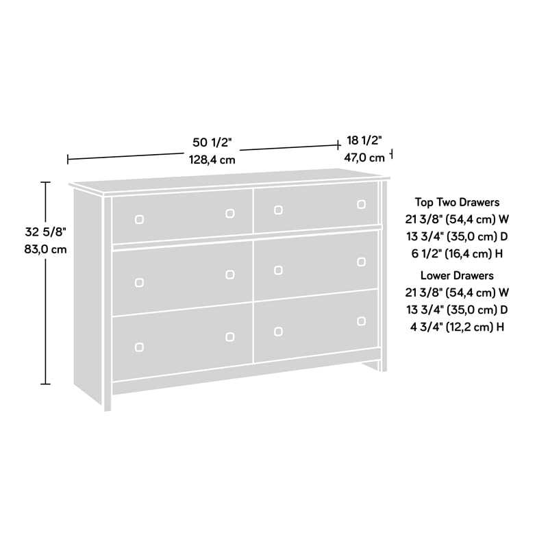 Sauder River Ranch 6-Drawer Bedroom Dresser Sindoori Mango, Sindoori Mango finish Sauder