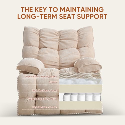 Atrtivoent Oversized Swivel Power Rocker Recliner,Electric Recliner Chairs for Adults,Extra Wide Seat Recliners,Upholstered Nursery Reclining Glider Chair,Swivel Chairs for Living Room,Beige