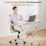 COMHOMA Small Standing Desk Adjustable Height Small Computer Desk Mobile Portable Rolling Laptop Table with Wheels 32" Computer Workstation Sit Stand Desks Portable Standing Table Treadmill desks COMHOMA