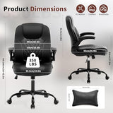Nexthro Executive Office Chair PU,Leather Office Chair with Wheels,360° Swivel Rolling Chair with Padded Arms,Ergonomic Computer Chair with Lumbar Support for Short People Use(Black) Nexthro