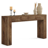 LITTLE TREE Sofa Table with 2 Drawers, 63 Inches Extra Long Console Table, Solid Wood Sofa Table Behind Couch, Large Entryway Hallway Foyer Tables for Living Room, Entrance, Rustic Brown LITTLE TREE