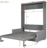 Virubi Full Murphy Bed with Couch,Wood Folding Murphy Wall Bed Cabinet with Sofa (Grey,Full) Virubi