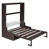 GYYBED Queen Size Murphy Bed with Cushion - Space-Saving Wall-Mounted Design, Dual Purpose for Home Office/Small Bedroom (Espresso) GYYBED