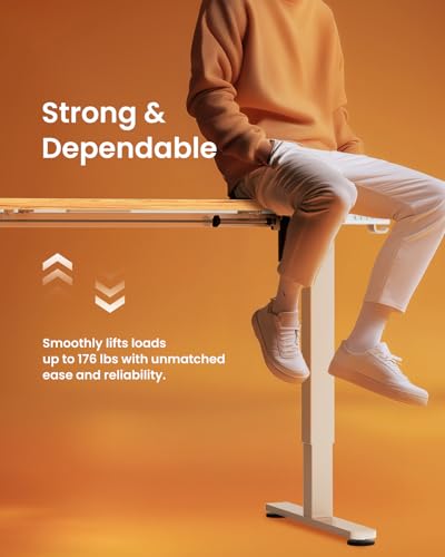 ErGear Height Adjustable Electric Standing Desk, 48 x 24 Inches Sit Stand up Desk, Memory Computer Home Office Desk with Two-Piece Desktop (Light Vintage Brown) ErGear