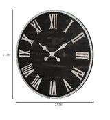Glitzhome Oversized Rustic Farmhouse Wooden and Galvanized Decorative Large Wall Clock for Home Decor, 27.56", Black Glitzhome