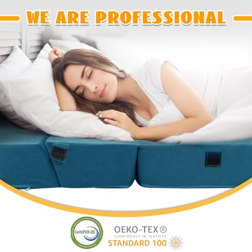 jela Foldable Sofa Bed, Convertible Sleeper Lounge Chair Floor Mattress Floor Couch with Backrest, Fold Out Futon with Washable Miss Fabric Cover for Guest Room, Living Room (83"x33",Teal) jela