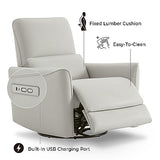 CHITA Power Recliner Chair Swivel Glider, FSC Certified Upholstered Faux Leather Living Room Nursery Reclining Sofa Chair with Lumbar Support, Cream