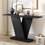 Modern Unique Console Table 59.8-Inch Long Entry Sofa Table Accent Furniture for Living Room Hallway Entryway, Black Amposei