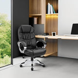 Homall Office Chair High Back Computer Desk Chair, PU Leather Adjustable Height Modern Executive Swivel Task Chair with Padded Armrests and Lumbar Support (Black) Homall