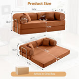 CozySpot Sofa Bed, 79" Convertible Sleeper Sofa with Pull Out Bed, 5-in-1 Folding Corduroy Futon Couch, Modular Loveseat Sofa Bed for Living Room, Bedroom & Apartment, Brown CozySpot