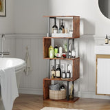 S-Shaped 5-Tier Furologee Bookshelf - Modern Rustic Brown Display Rack for Home & Office Furologee