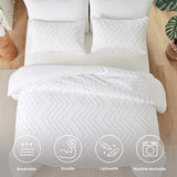 YIRDDEO White Twin Comforter Set 2Pcs, Boho Farmhouse Twin Size Bedding Set, Vertical Tufted Twin Bed Set, Lightweight Neutral Bedroom Set (1 Comforter 1 Pillowcase) YIRDDEO
