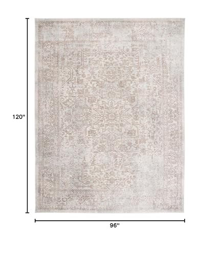 SAFAVIEH Area Rug 8x10 - Evoke Collection - Large - Ivory & Taupe, Distressed Design, Non-Shedding & Easy Cleaning, Ideal for Living Room, Bedroom, Dining Space (EVK256E) SAFAVIEH