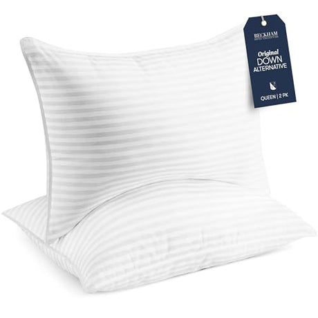 Beckham Hotel Collection Bed Pillows Standard/Queen Size Set of 2 - Original Soft Down Alternative Pillow for Sleeping - Soft Support for Back, Stomach or Side Sleepers Beckham Hotel Collection