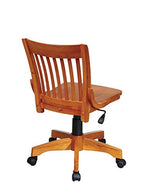 OSP Home Furnishings Deluxe Armless Wood Banker's Desk Chair with Adjustable Height, Locking Tilt, and Heavy Duty Base, Fruitwood OSP Designs