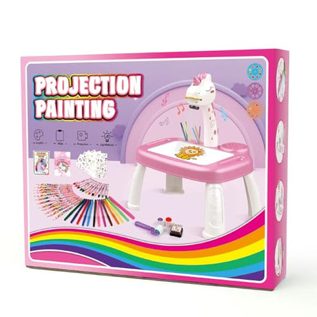 Drawing Projector for Kids, Art and Crafts, Drawing Board with Music, Color Pens, Pencils, Crayons, Scrapbook, Unicorn Sticker Book, Ideal Toy for 3+ Year Old Girls & Boys (Unicorn Kit) Hoarosall
