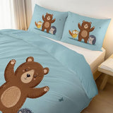 Aesthetic Bedding Blue Duvet Cover Single Size, Reversible Cartoon Animals Minimalist Bedding Set 3 Pcs – Soft Microfiber Comforter Cover with 2 Pillow Shams Generic