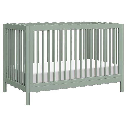 babyletto Swell 4-in-1 Convertible Crib with Toddler Bed Conversion Kit in Light Sage, Greenguard Gold Certified babyletto