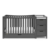 Graco Remi 4-in-1 Convertible Crib & Changer with Drawer (Gray) – GREENGUARD Gold Certified, Crib and Changing -Table Combo, Includes Changing Pad, Converts to Toddler Bed, Daybed and Full-Size Bed Graco