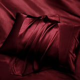P Pothuiny 6 Pieces King Satin Sheets Luxury Silky Burgundy Satin Bedding Sheet Set, 1 Deep Pocket Fitted Sheet + 1 Flat Sheet + 4 Pillow Cases P Pothuiny