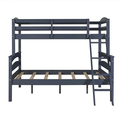 DHP Brady Twin Over Full Solid Wood Bunk Bed with Ladder and Guard Rail in Graphite - WoodArtSupply