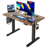 Cubiker Standing Desk 48 x 24 Inch, Stand up Height Adjustable Desk, Home Office Electric Table, Sit Stand Desk with Splice Board, Black Frame & Rustic Brown Desktop Cubiker
