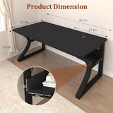 Aevum azn 55'' Computer Desk w/Storage & Cable Management, Home Office Desk w/Sturdy U-Shaped Metal Frame & Water-Resistant Scratchproof Surface, Study Writing Desk for Office & Bedroom, Black Aevum azn