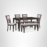 Signature Design by Ashley Langwest Dining Room Table Set, 4 Upholstered Chairs and Bench, Seats 6, Cushioned Seats, Wood, Cherry Brown Signature Design by Ashley