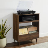 Crosley Furniture Liam Turntable Record Player Stand with Storage for Vinyl Records, Mid Century Modern, Walnut Crosley Furniture
