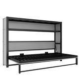 Metal Twin Size Murphy Bed with Shelves, Metal Foldable Wall Bed Chest Bed, Gray Bellemave