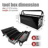YATOINTO Metal Cantilever Tool Box, 21" Fold Out Steel Tool Box with Handle 3-Tier 5 Tray, Portable Metal Tool Storage Box Organizers for Home Studio Auto Repair Factory YATOINTO