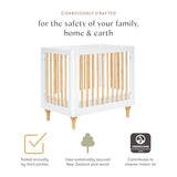Babyletto Lolly 4-in-1 Convertible Mini Crib and Twin Bed with Toddler Bed Conversion Kit in White and Natural, Greenguard Gold Certified babyletto